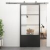 Loftdeur Stalen schuifdeur 3-vaks kickplate helder glas met schuifdeursysteem | Loftdeur