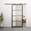 Loftdeur Stalen schuifdeur 4-vaks met Mat glas Incl. schuifdeursysteem | Loftdeur
