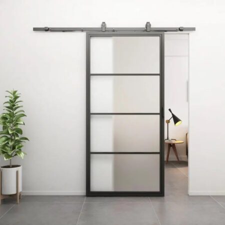 Loftdeur Stalen schuifdeur 4-vaks met Mat glas Incl. schuifdeursysteem | Loftdeur