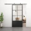 Loftdeur Stalen schuifdeur 6-vaks kickplate helder glas met schuifdeursysteem | Loftdeur