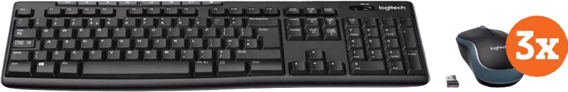 Logitech MK270 Draadloos Toetsenbord en Muis QWERTY 3-Pack