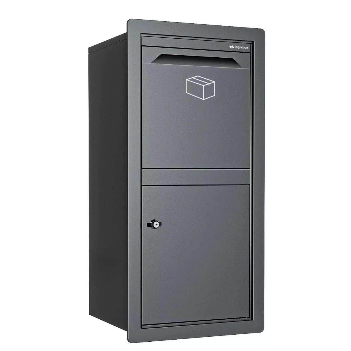Logixbox Frontbox-Inbouw pakketbrievenbus incl. frame - grijs | Logixbox