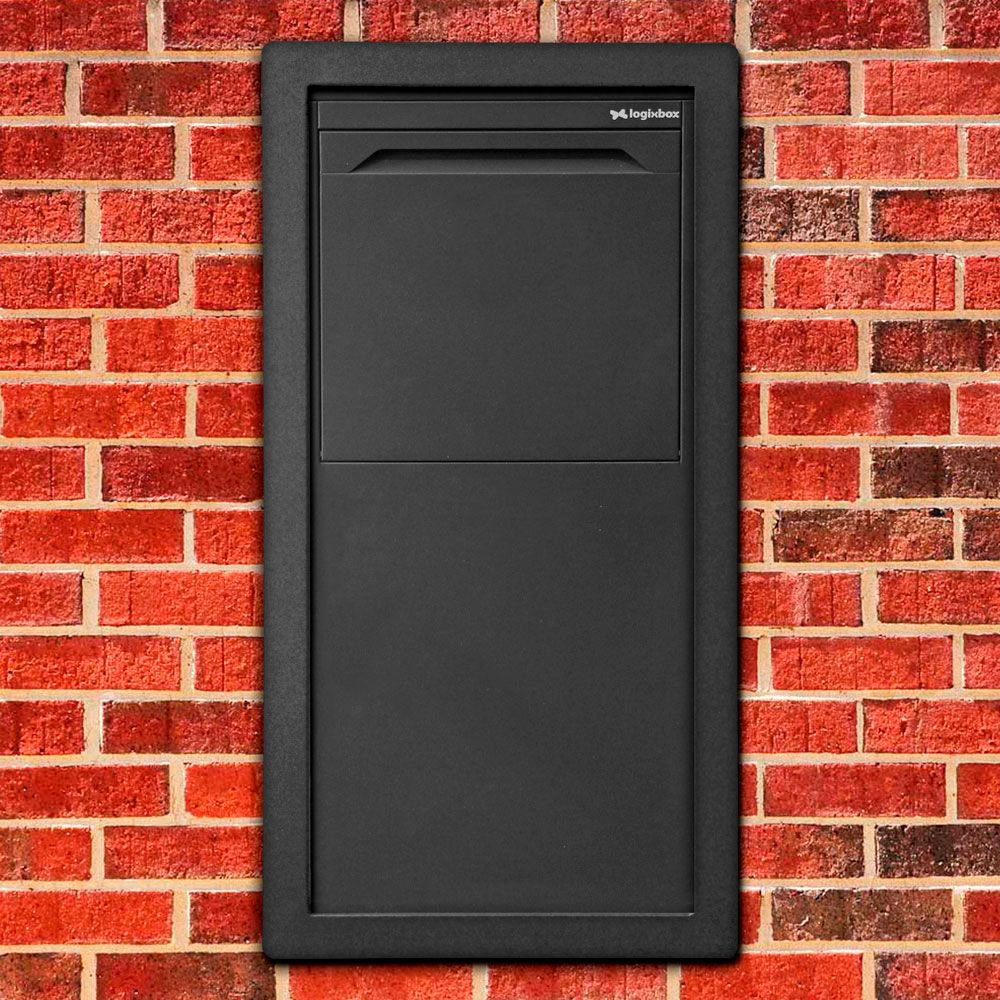 Logixbox Frontbox Uni Inbouw pakketbrievenbus achteruitname incl. frame - grijs | Logixbox