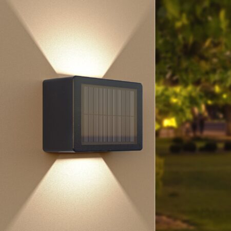 Louis - Solar Wandlamp Up & Down - 3000K warm wit licht - IP65 waterdicht - Zwart - instelbare stralingshoek | HOFTRONIC