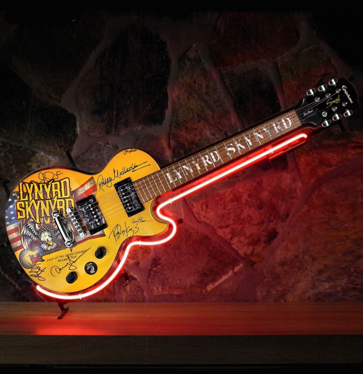 Lynyrd Skynyrd Gibson Gitaar Neon Verlichting 117 x 45 cm - Rood