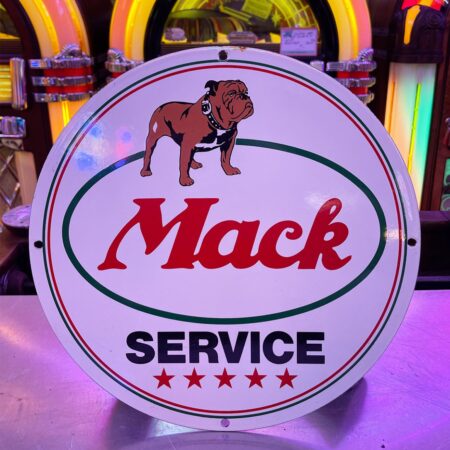 Mack Service Emaille Bord Rond - Production Sample - Jaren '80 - Ø30 cm | The Dutch Pickers