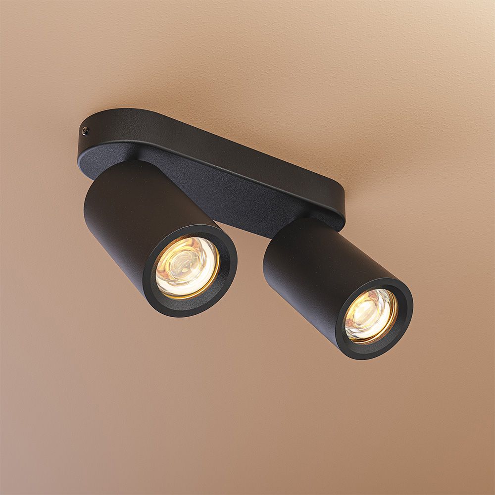 Madona - LED Plafondlamp - 2 spots - Excl. GU10 Fitting - Kantelbaar & Draaibaar - Rechthoekig - Aluminium | HOFTRONIC