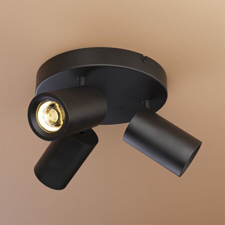 Madona - LED Plafondlamp - 3 spots - Excl. GU10 Fitting - Kantelbaar & Draaibaar - Rond - Aluminium | HOFTRONIC