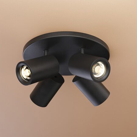 Madona - LED Plafondlamp - 4 spots - Excl. GU10 Fitting - Kantelbaar & Draaibaar - Rond - Aluminium | HOFTRONIC
