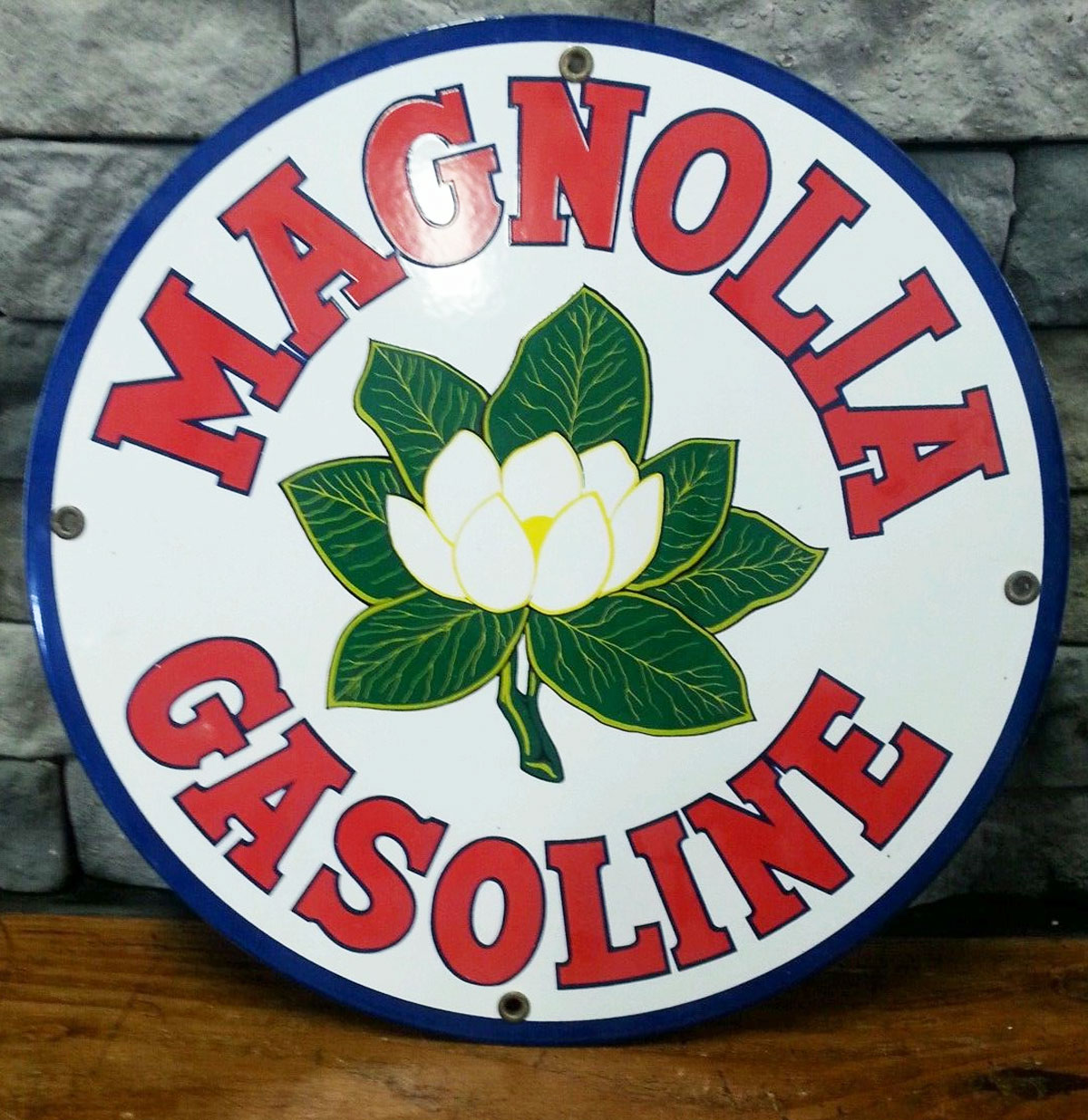 Magnolia Gasoline Emaille Logobord | Fiftiesstore