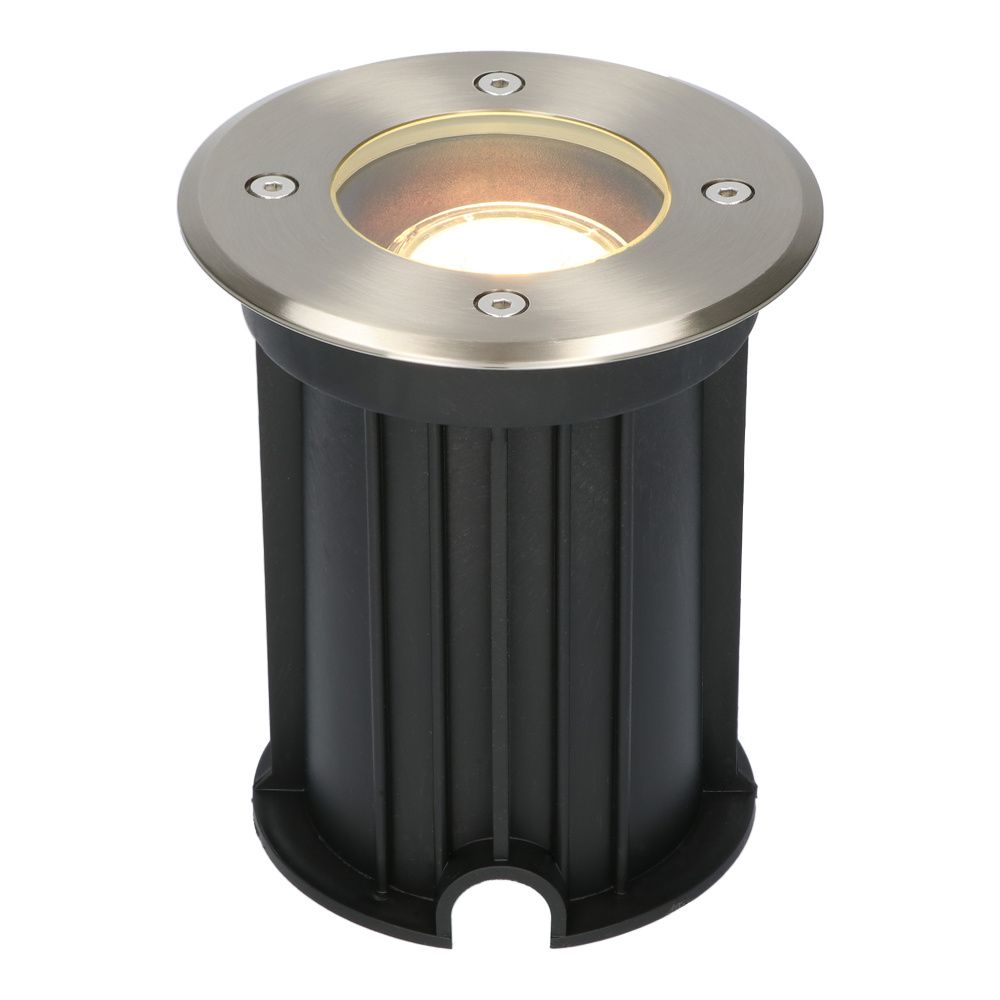 Maisy LED Grondspot - Dimbaar - Rond - Ø12cm - GU10 - 4 Watt 345 lumen - 2700K warm wit - RVS - IP67 waterdicht - Tuinspot - Oprit | HOFTRONIC