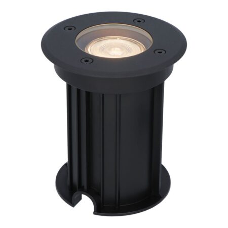 Maisy LED Grondspot Rond - Dimbaar - GU10 - 2700K warm wit - 4 Watt 345 lumen - Rond - Ø12cm - Tuinspot - Oprit - Zwart - IP67 waterdicht | HOFTRONIC