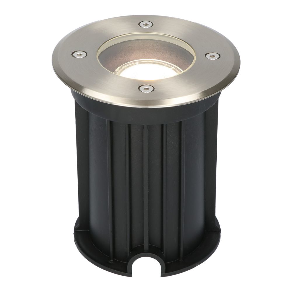 Maisy LED Grondspot Rond - Dimbaar - GU10 - 4000K neutraal wit - 4 Watt 345 Lumen - Rond - Ø12cm - Tuinspot - Oprit - RVS - IP67 waterdicht | HOFTRONIC
