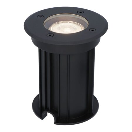 Maisy LED Grondspot Rond - Dimbaar - GU10 - 4000K neutraal wit - 4 Watt 345 Lumen - Rond - Ø12cm - Tuinspot - Oprit - Zwart - IP67 waterdicht | HOFTRONIC