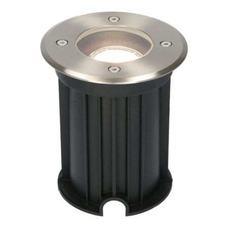Maisy LED Grondspot Rond - Dimbaar - GU10 - 6500K daglicht wit - 4 Watt 345 Lumen - Rond - Ø12cm - Tuinspot - Oprit - RVS - IP64 Waterdicht | HOFTRONIC