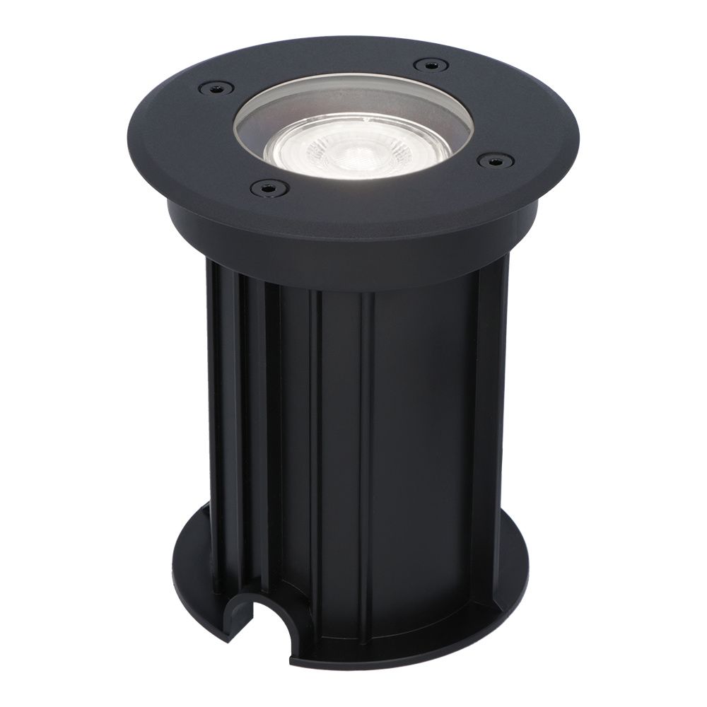 Maisy LED Grondspot Rond - Dimbaar - GU10 - 6500K daglicht wit - 4 Watt 345 Lumen - Rond - Ø12cm - Tuinspot - Oprit - Zwart - IP67 waterdicht | HOFTRONIC