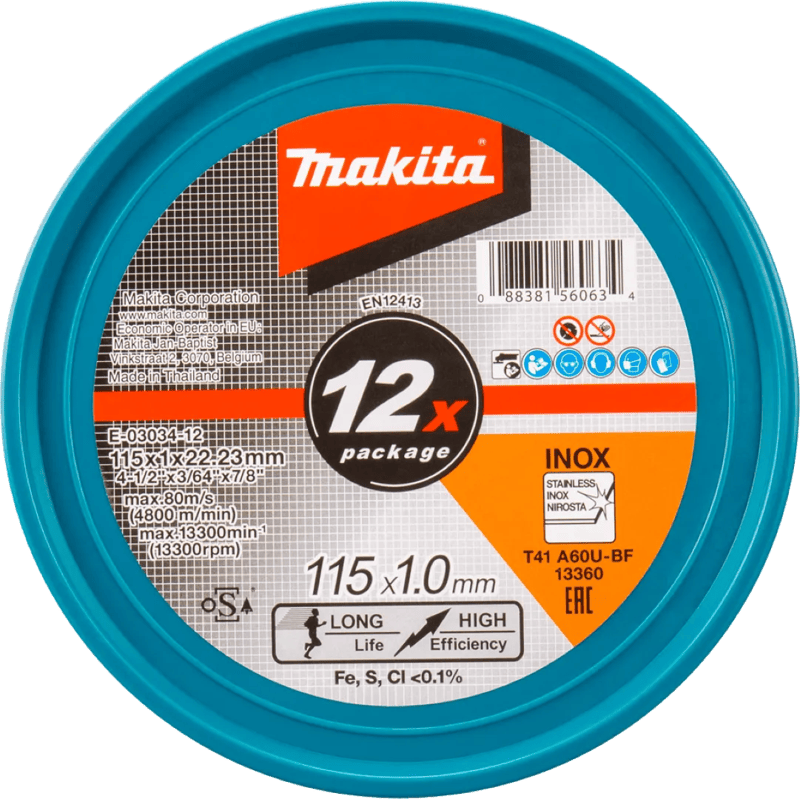 Makita Doorslijpschijf RVS 115 millimeter 12 stuks