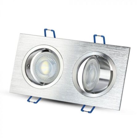 Mallorca Dubbel LED Inbouwspot - Kantelbaar armatuur - 91x180 mm - GU10 Fitting incl. lamphouder - Vierkant - IP20 voor binnen - RVS | V-TAC