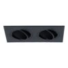 Mallorca LED Inbouwspot Dubbel - Kantelbaar - 93x173mm - GU10 Fitting incl. lamphouder - Rechthoekig - IP22 - Zwart | Blinq88