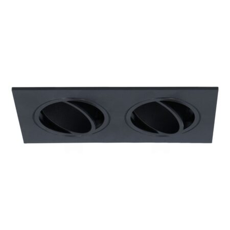 Mallorca LED Inbouwspot Dubbel - Kantelbaar - 93x173mm - GU10 Fitting incl. lamphouder - Rechthoekig - IP22 - Zwart | Blinq88