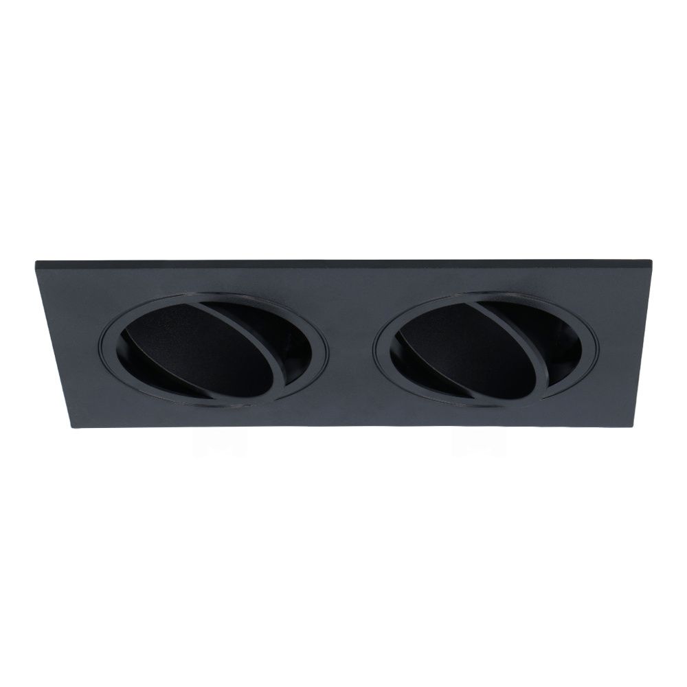 Mallorca LED Inbouwspot Dubbel - Kantelbaar - 93x173mm - GU10 Fitting incl. lamphouder - Rechthoekig - IP22 - Zwart | Blinq88