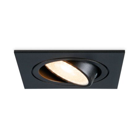 Mallorca LED inbouwspot - IP20 - Kantelbaar - 4 Watt 345 lumen - 2700K warm wit - GU10 - Dimbaar - Vierkant - Voor binnen - Zwart | HOFTRONIC