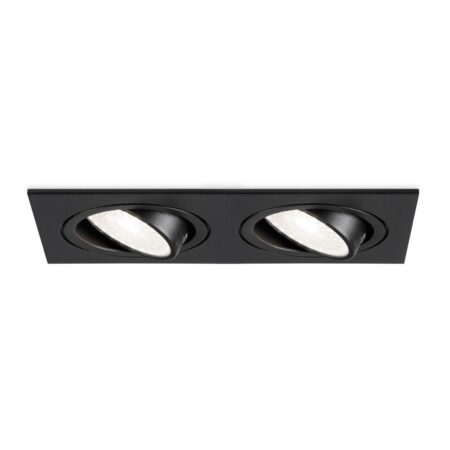 Mallorca LED inbouwspot - IP20 - Kantelbaar - 8 Watt 690 Lumen - 6500K Daglicht wit - Dubbel - GU10 - Dimbaar - Rechthoek - Voor binnen - Zwart | HOFTRONIC