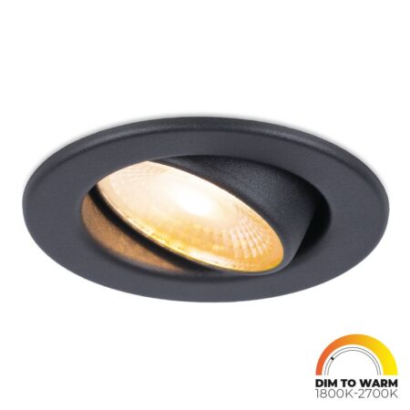 Malta LED inbouwspot - 5 Watt 360 lumen - Dim to warm - Rond - Kantelbaar - IP44 waterdicht - Wit - Incl. Quick Connector box - Zwart | HOFTRONIC