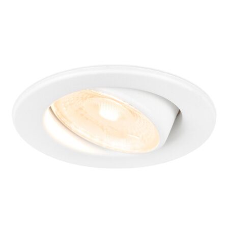 Malta LED inbouwspot - 5 Watt 400 lumen - 2700K warm wit - Dimbaar - Rond - Kantelbaar - IP44 waterdicht - Wit - Incl. Quick Connector box | HOFTRONIC