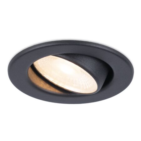 Malta LED inbouwspot - 5 Watt 400 lumen - 2700K warm wit - Dimbaar - Rond - Kantelbaar - IP44 waterdicht - Zwart - Incl. Quick Connector box | HOFTRONIC