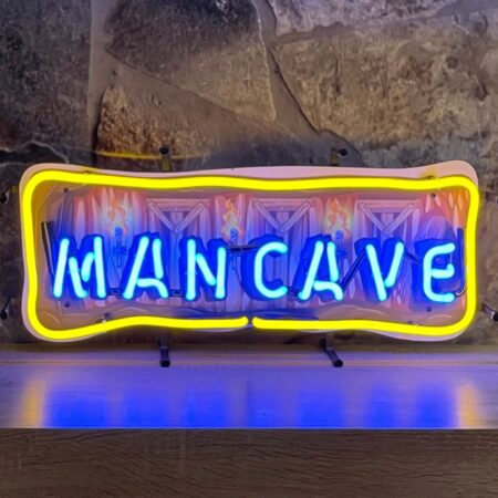 Mancave Blauw Geel Neon Verlichting Met Achterplaat - 60 x 27 cm | 22% korting | Real Neon Art