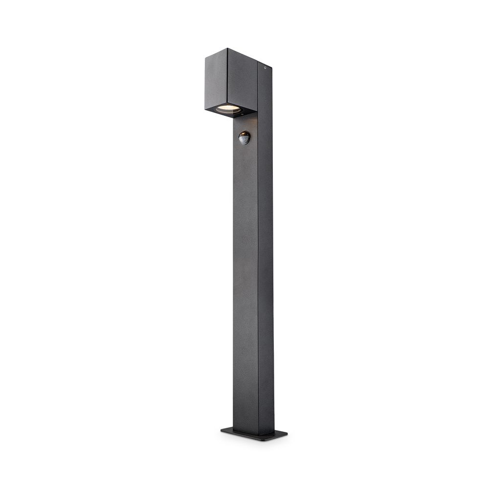 Marion LED Sokkellamp buiten zwart - 100 cm - Bewegingssensor - Padverlichting - GU10 Fitting - Max. 7 Watt - IP65 Waterdicht - Staande buitenlamp | HOFTRONIC