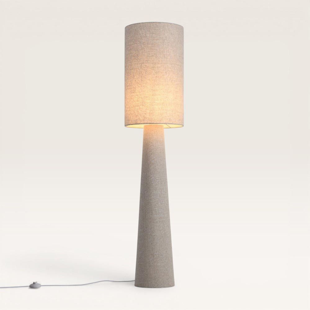 Marone - Staande lamp Linnen 130 cm - Scandinavisch Design - Woonkamer lamp - Beige - E27 fitting - Met voetschakelaar | LUSENZ