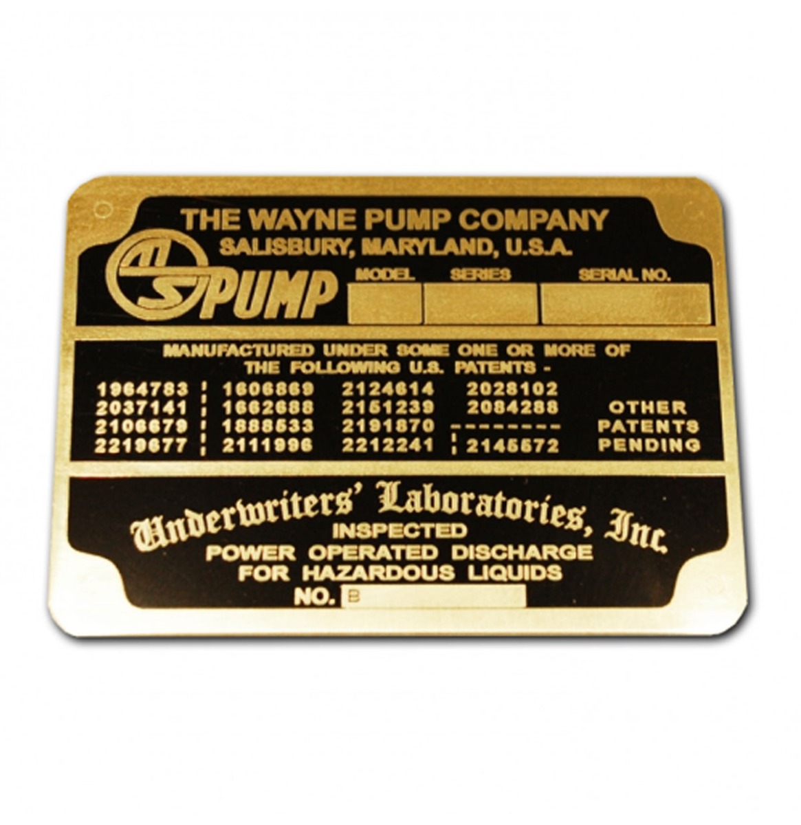 Martin & Schwartz Benzinepomp Serienummer Plaatje Koper | Fiftiesstore