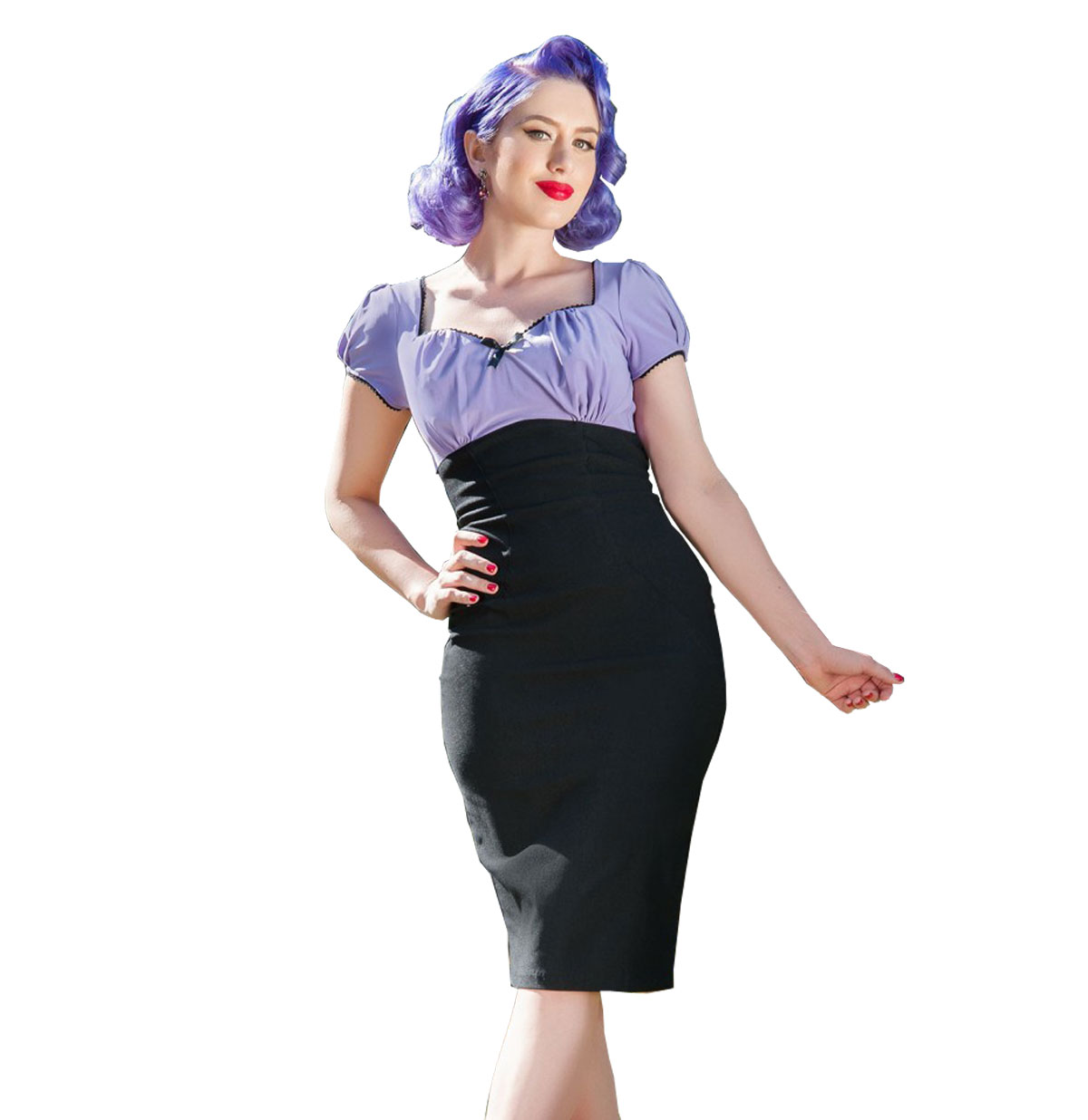 Mary Ann Dress Lavender and Black-XXL | 47% korting | Fiftiesstore