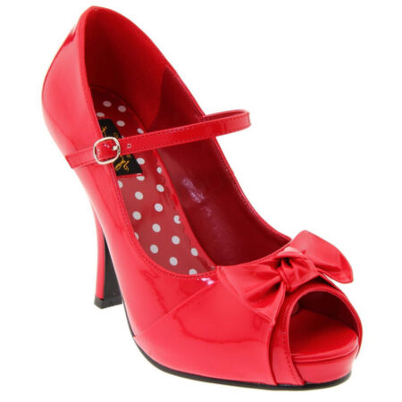 Mary Jane Peep Toe Shoes Red with Bow-35 (NL) / 2 (UK) | 40% korting | Pinup Couture