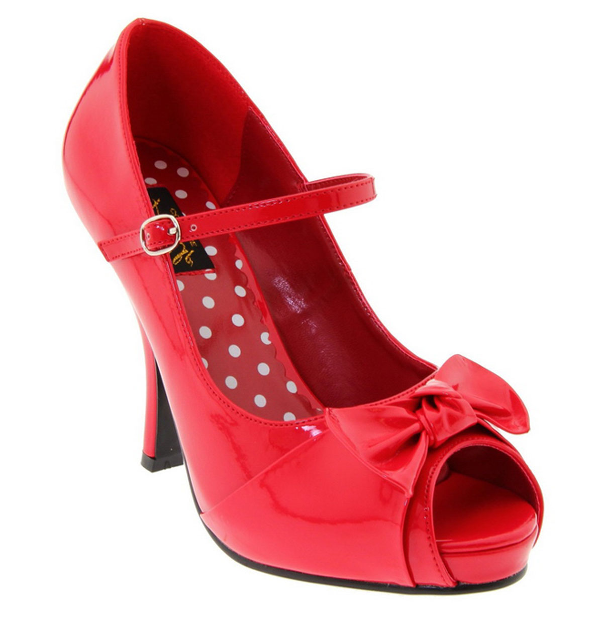 Mary Jane Peep Toe Shoes Red with Bow-35 (NL) / 2 (UK) | 40% korting | Pinup Couture