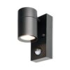 Mason LED Wandlamp - Bewegingsmelder en schemerschakelaar - GU10 - 4000K - 4W 345lm - IP44 - Zwart | HOFTRONIC