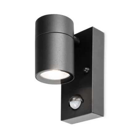 Mason wandlamp - 6500K daglicht wit - Bewegingsmelder en schemerschakelaar - IP44 spatwaterdicht - Spotlight voor binnen en buiten - Zwart | HOFTRONIC