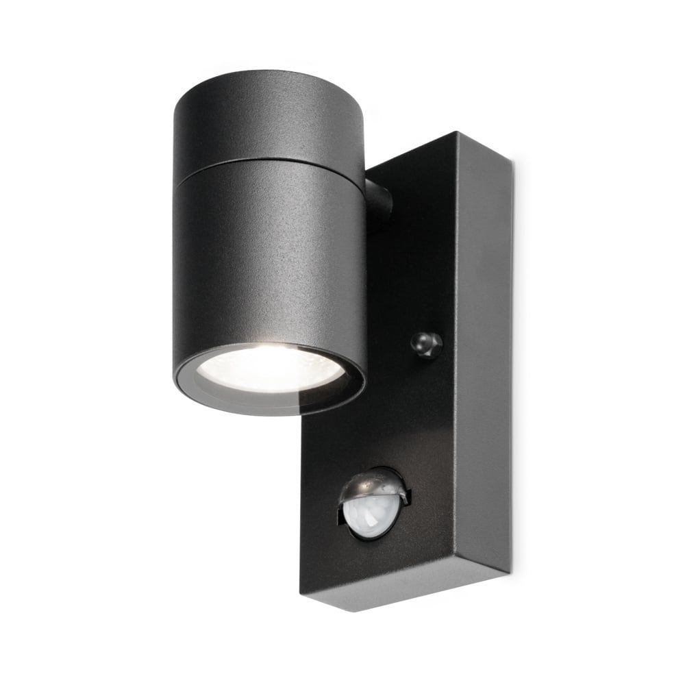 Mason wandlamp - 6500K daglicht wit - Bewegingsmelder en schemerschakelaar - IP44 spatwaterdicht - Spotlight voor binnen en buiten - Zwart | HOFTRONIC