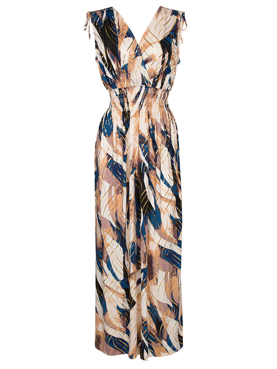 Maxi Jurk Amber Blauw Goud | Fashionize