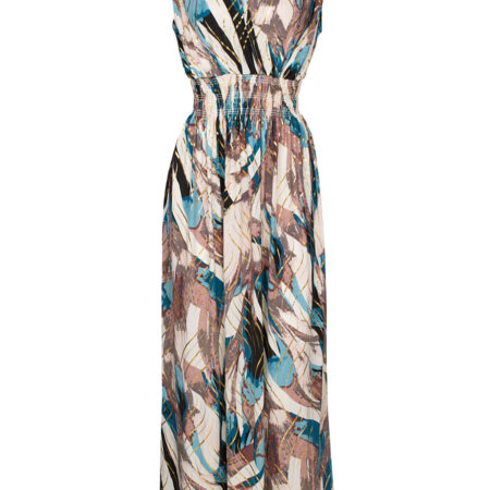 Maxi Jurk Amber Petrol Goud | Fashionize