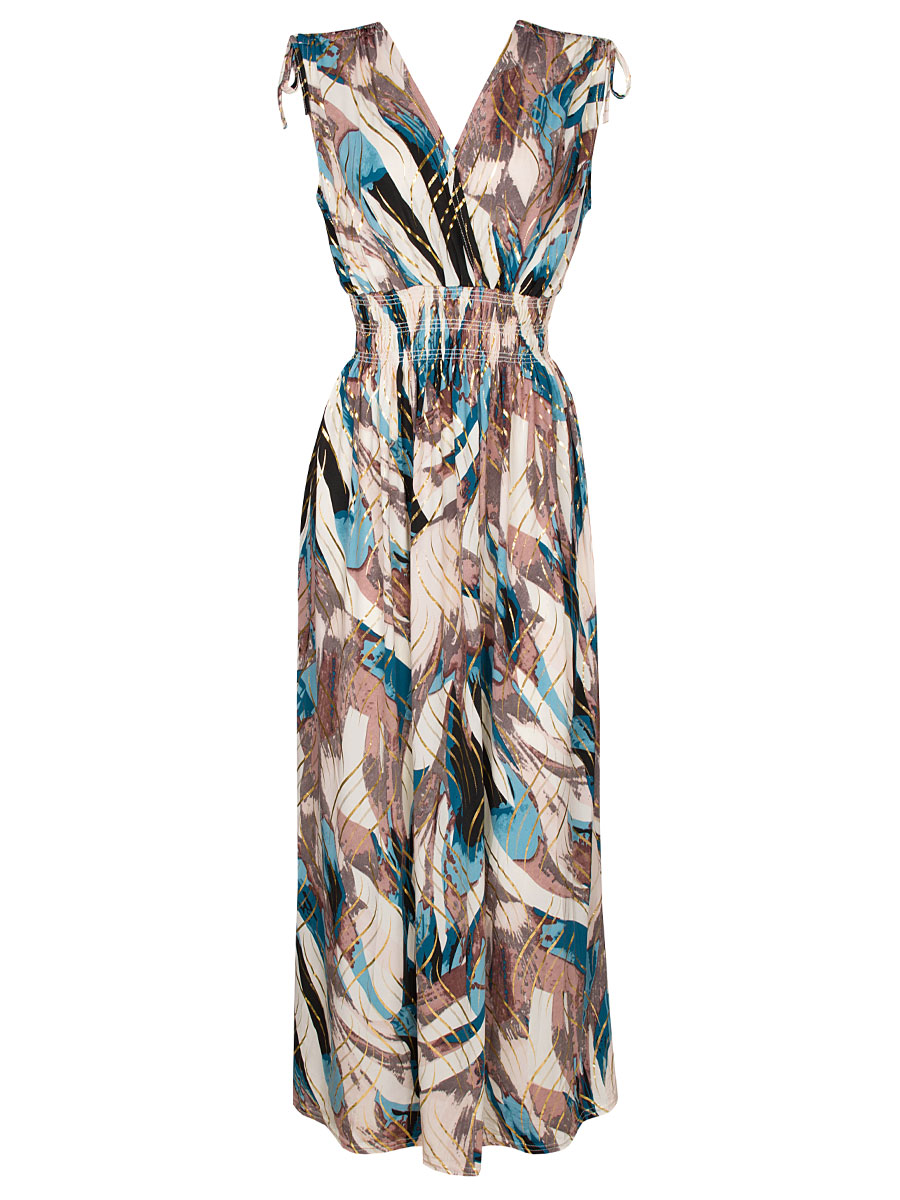 Maxi Jurk Amber Petrol Goud | Fashionize