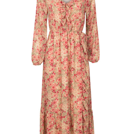 Maxi Jurk Bloemetjes Roze | Fashionize