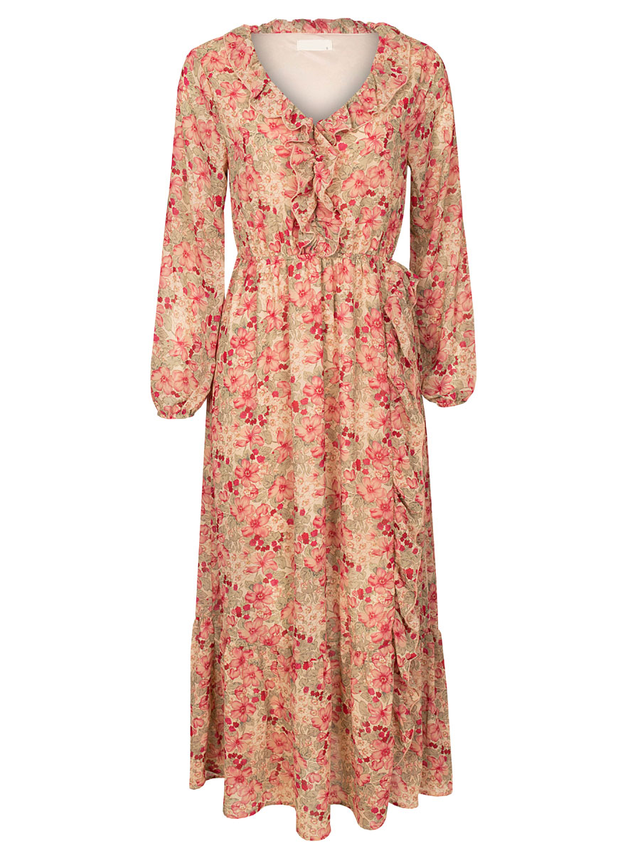 Maxi Jurk Bloemetjes Roze | Fashionize