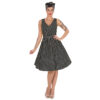 May V Neck Swing Dress Black Polka Dots-48 (NL)/ 22 (UK) | 50% korting | Dolly and Dotty