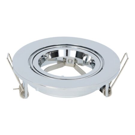 Maya - LED Inbouwspot - Kantelbaar armatuur - Diameter 93mm - GU10 Fitting incl. lamphouder - Rond - IP20 voor binnen - Chroom | HOFTRONIC