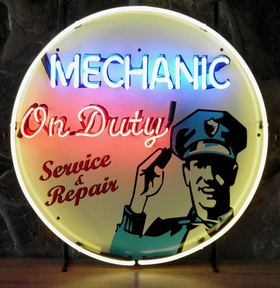 Mechanic On Duty Service & Repair Neon Verlichting 65 cm - Blauw