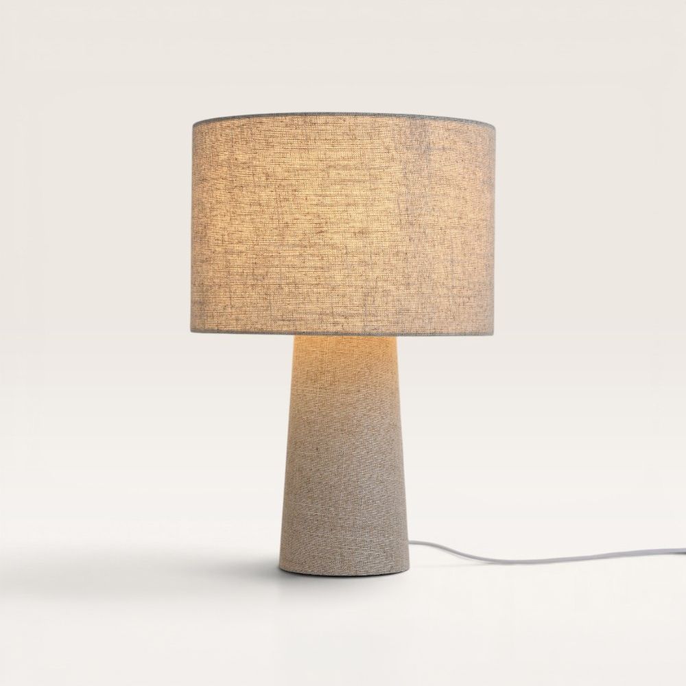 Melyro led tafellamp Linnen 40 cm - Scandinavisch Design - Slaapkamer tafellamp - E27 fitting - Beige - Met aan/uit-schakelaar | LUSENZ
