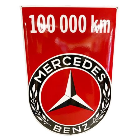 Mercedes Benz 100.000km Rood Emaille Bord - 60 x 41cm | Mercedes
